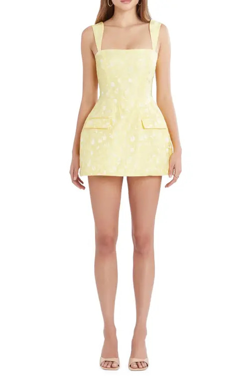 Amanda Uprichard Bethany Floral Skort Romper in Yellow at Nordstrom, Size Large | Nordstrom