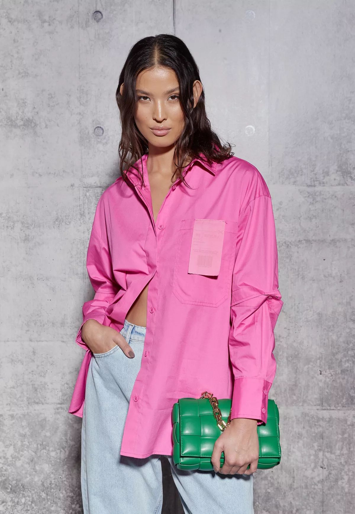 Missguided - Re_Styld Pink Detachable Sleeve Shirt | Missguided (US & CA)