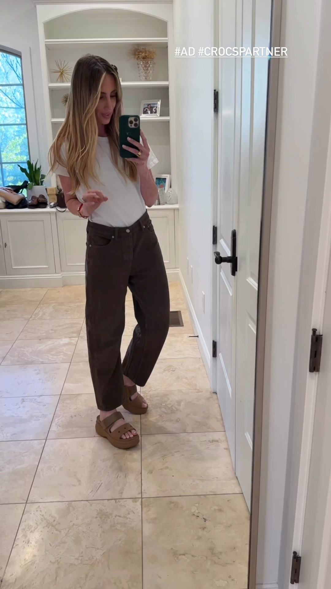 #Ad These platform Crocs are perfect for baseball season—comfortable, easy to wear, and still super cute. Plus I am obsessed with this color! #CrocsPartner @crocs 