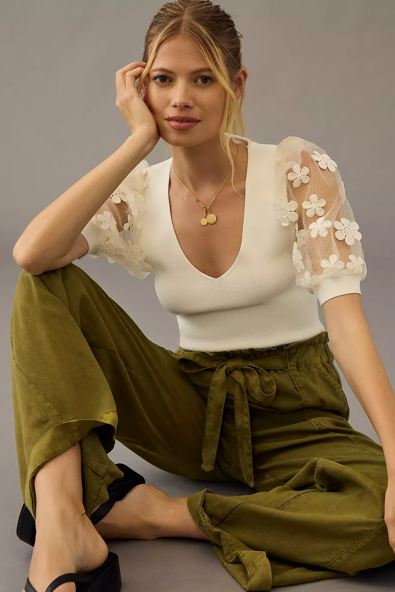 DOLAN Mesh Ruffle Blouse curated on LTK