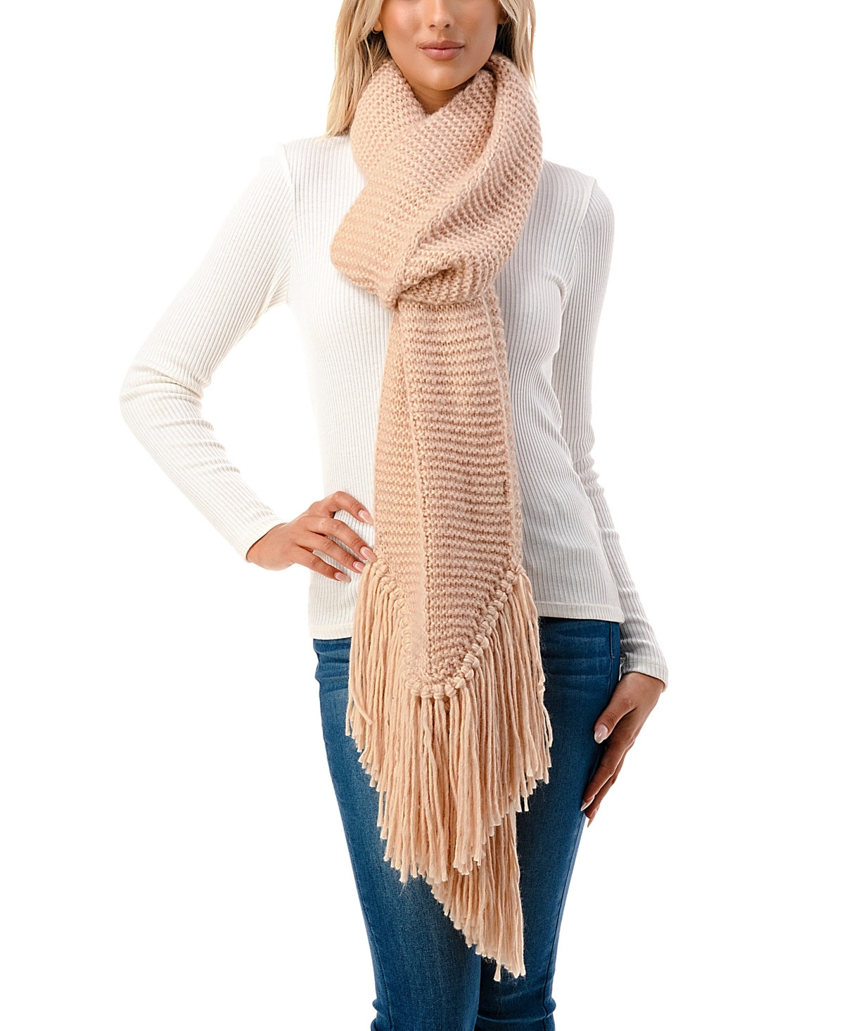 Marcus Adler Women's Ultra Soft Fringe-Trim Winter Scarf - Blush | Macy's