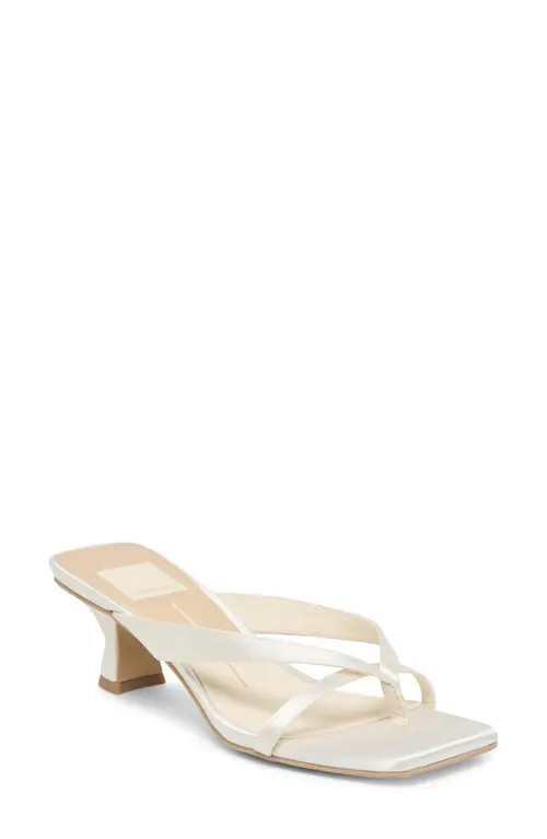 Dolce Vita Brevel Kitten Heel Flip Flop in True White Satin at Nordstrom, Size 9.5 | Nordstrom