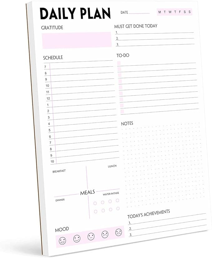 Daily Planner Notepad - Tear-Off Daily Planning Pad, Organizer with To Do Lists, Schedule, Appoin... | Amazon (US)