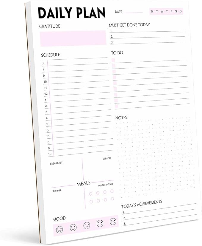 Daily Planner Notepad - Tear-Off Daily Planning Pad, Organizer with To Do Lists, Schedule, Appoin... | Amazon (US)