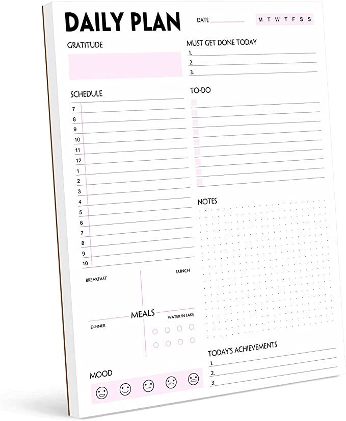 Daily Planner Notepad - Tear-Off Daily Planning Pad, Organizer with To Do Lists, Schedule, Appoin... | Amazon (US)