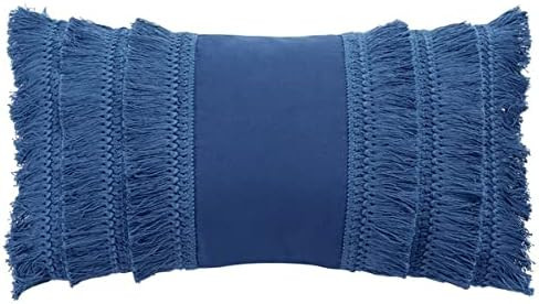 SAFAVIEH Home Collection Grema Boho Fringe Navy Blue 12 x 20-inch Rectangle Decorative Accent Ins... | Amazon (US)