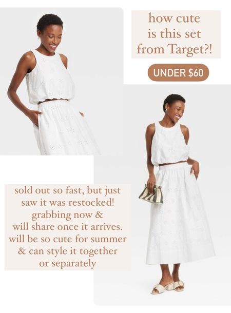 This cute eyelet set just restocked at Target! Grabbing now & will share when it arrives 

summer outfit, vacation outfit, white outfit 

#LTKFindsUnder100 #LTKFindsUnder50 #LTKSeasonal