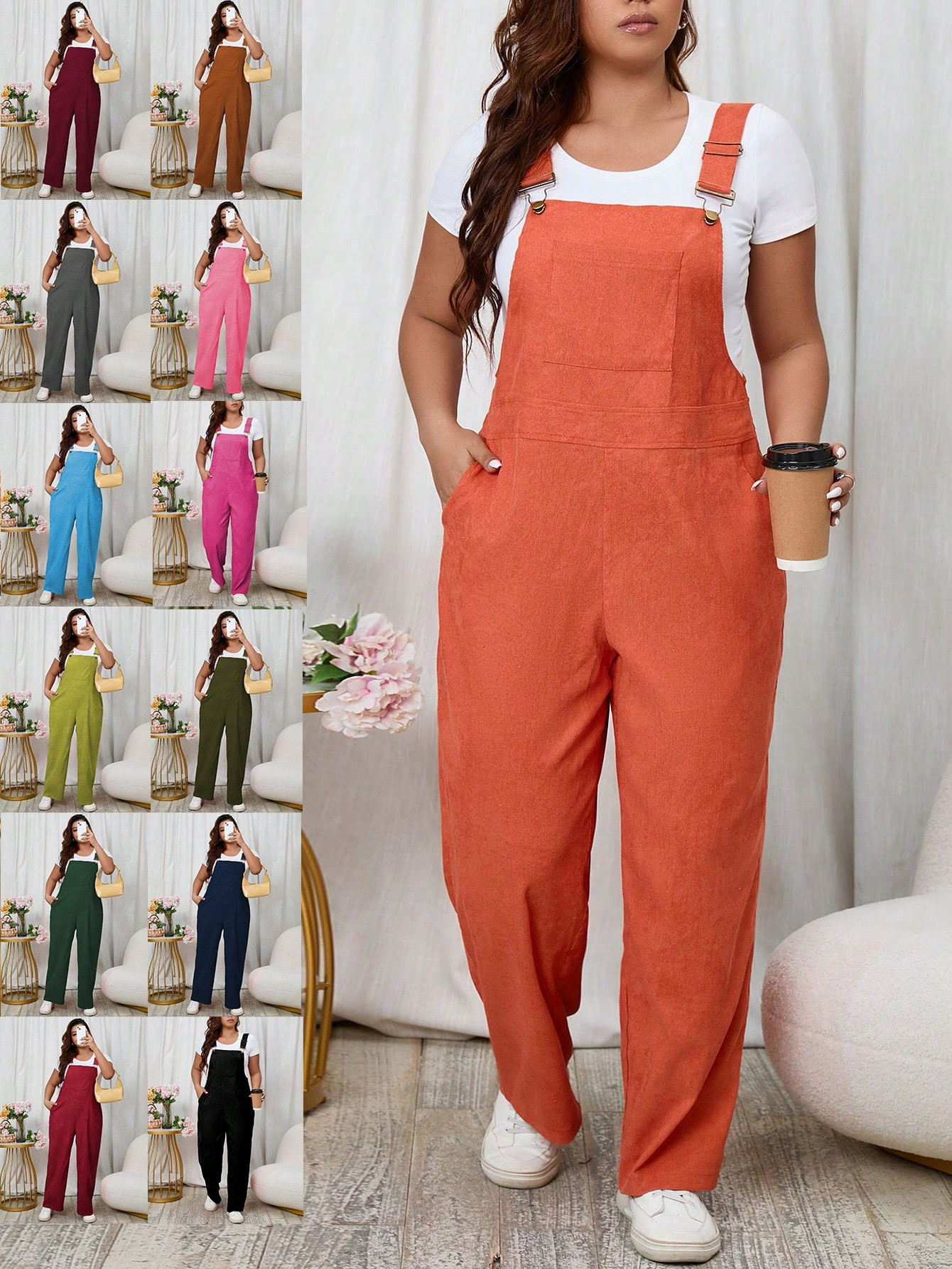 Plus Slant Pocket Overall Jumpsuit Without Tee | SHEIN