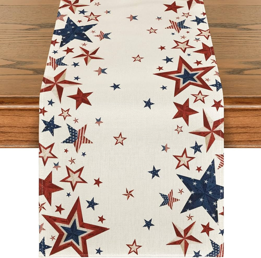 Artoid Mode Old Style Stars American Flag 4th of July Table Runner, Memorial Day Kitchen Dining T... | Amazon (US)