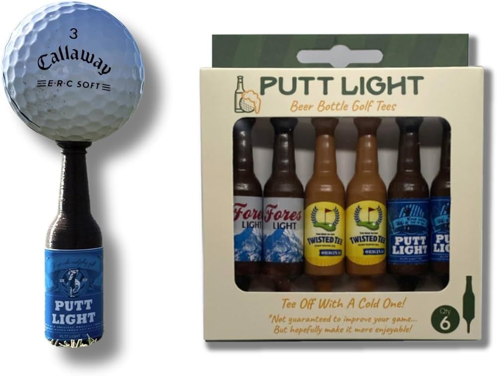 Putt Light Beer Bottle Golf Tees, Virtually Unbreakable and Recyclable Plastic Golf Tee 6 Pack, G... | Amazon (US)