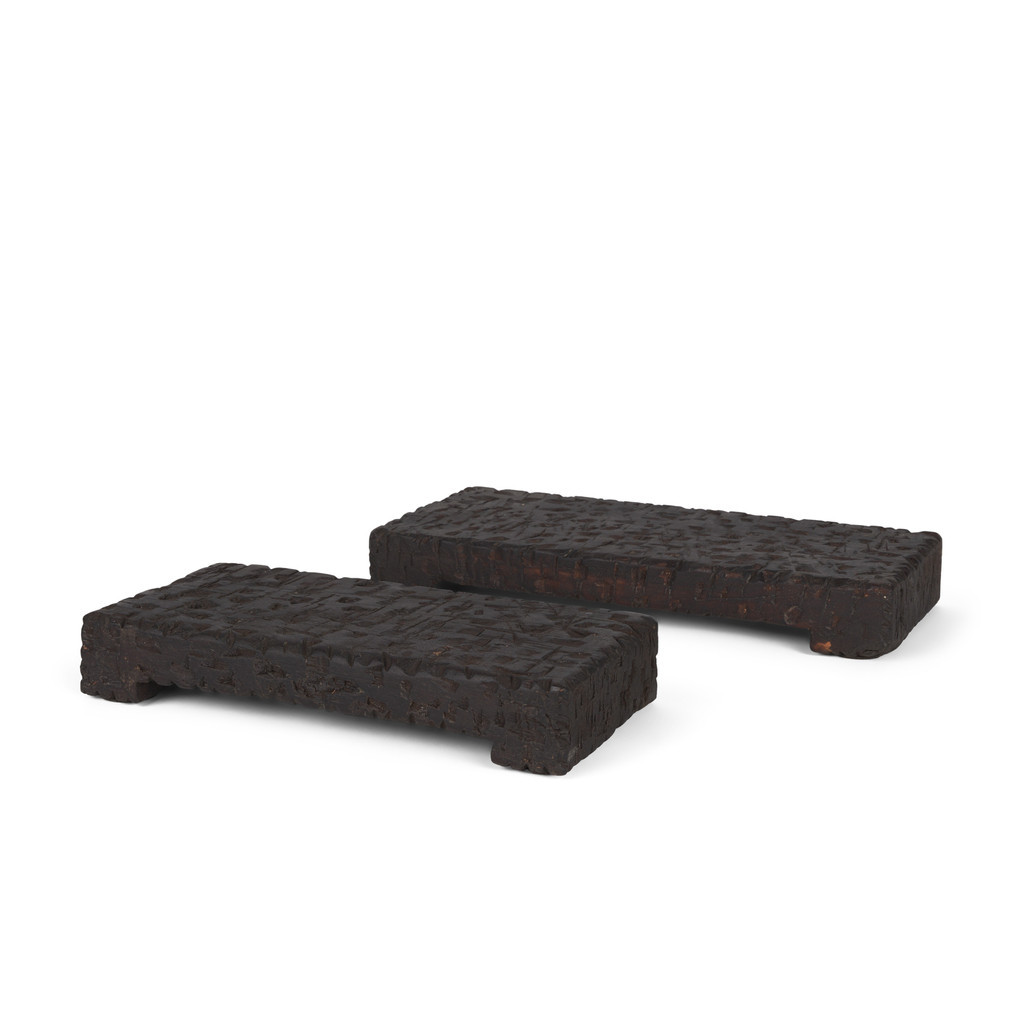Shira Reclaimed Wooden Riser Set of 2 In Dark Brown | 1stopbedrooms