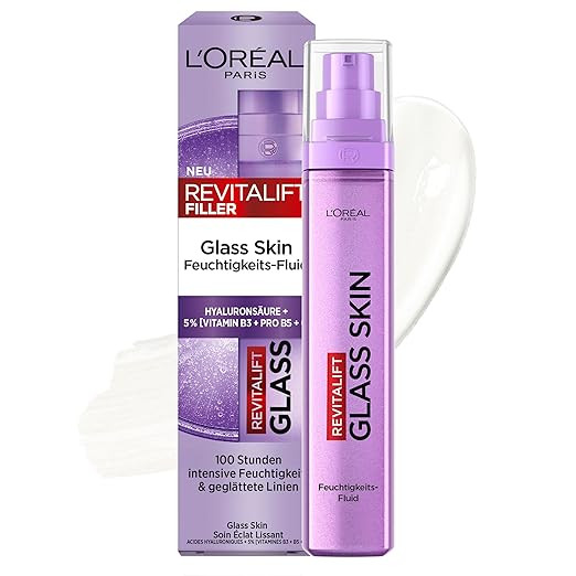 L'Oréal Paris Glass Skin Feuchtigkeits-Fluid, für aufgepolsterte & glowy Haut, mit Hyaluronsäu... | Amazon (DE)