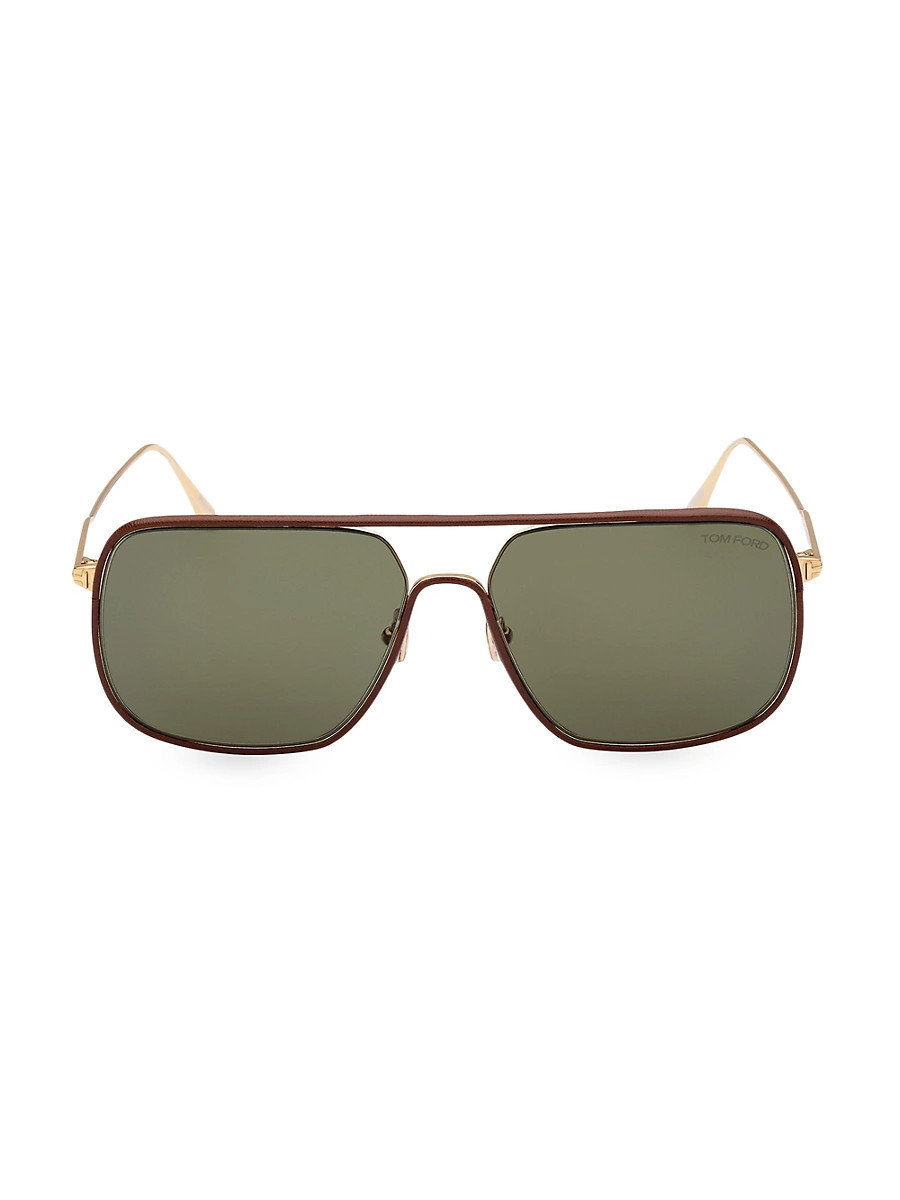 Men's 59MM Pilot Metal Sunglasses - Pale Gold | Saks Fifth Avenue