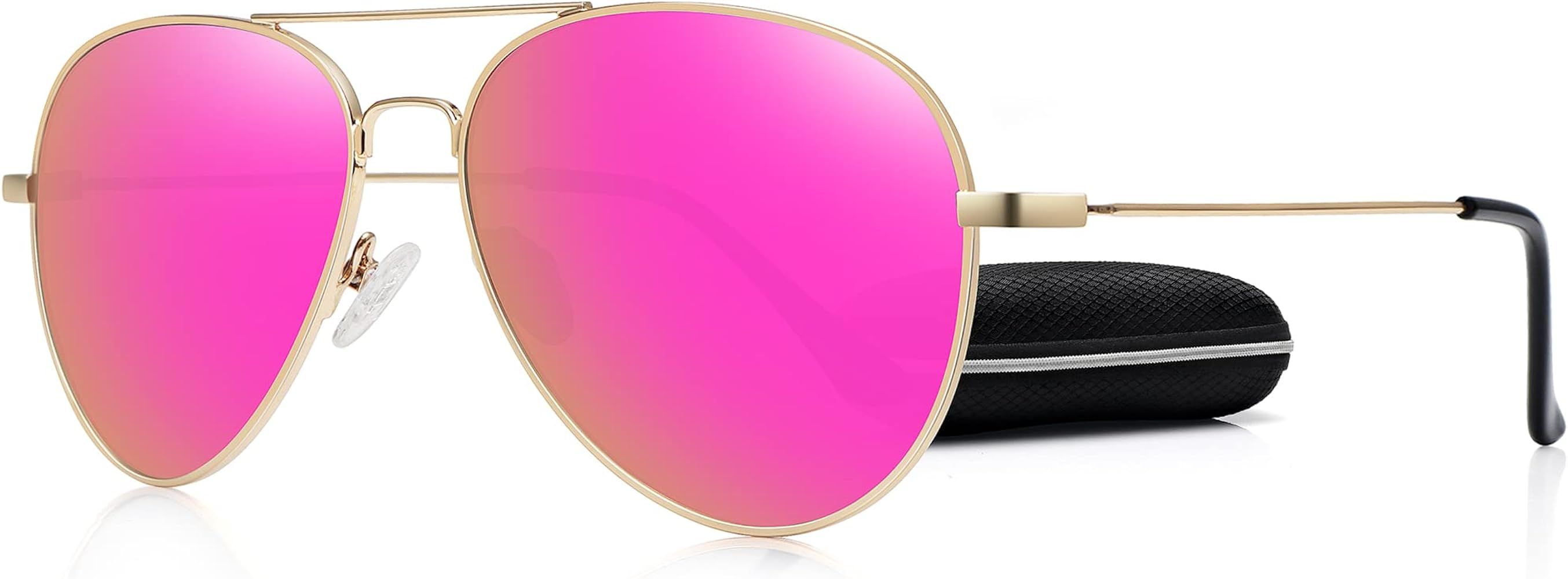 WOWSUN Classic Polarized Aviator Sunglasses for Women Men with Case | Amazon (US)