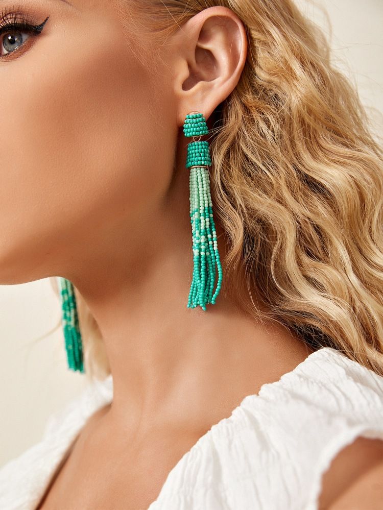 Seed Bead Tassel Earrings | SHEIN