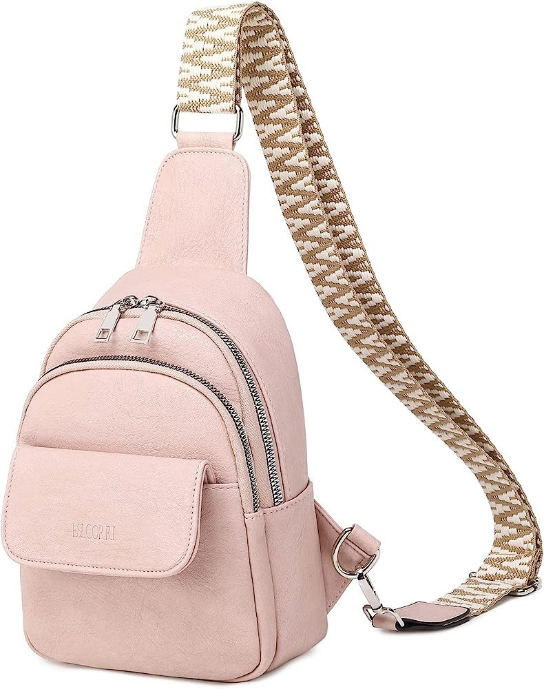 Eslcorri Small Crossbody Sling Bag for Women Trendy - Fashionable Fanny Packs Vegan Leather Chest... | Amazon (US)