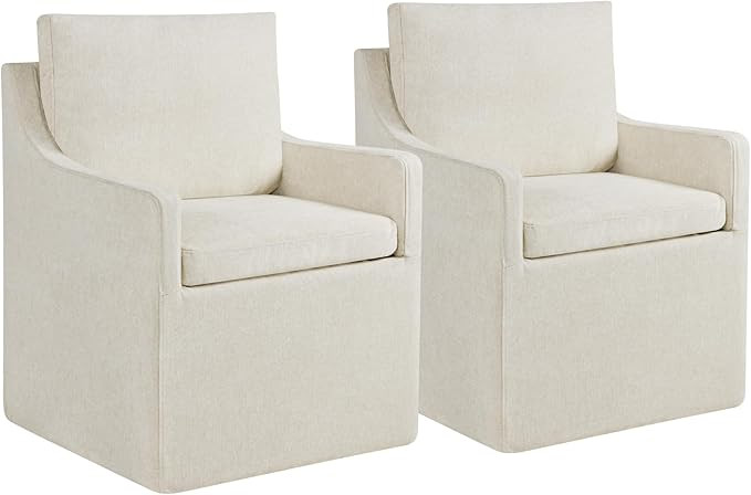 Upholstered Dining Chairs with Casters Easy Assembly Modern Accent Armchair with Rollers for Dini... | Amazon (US)