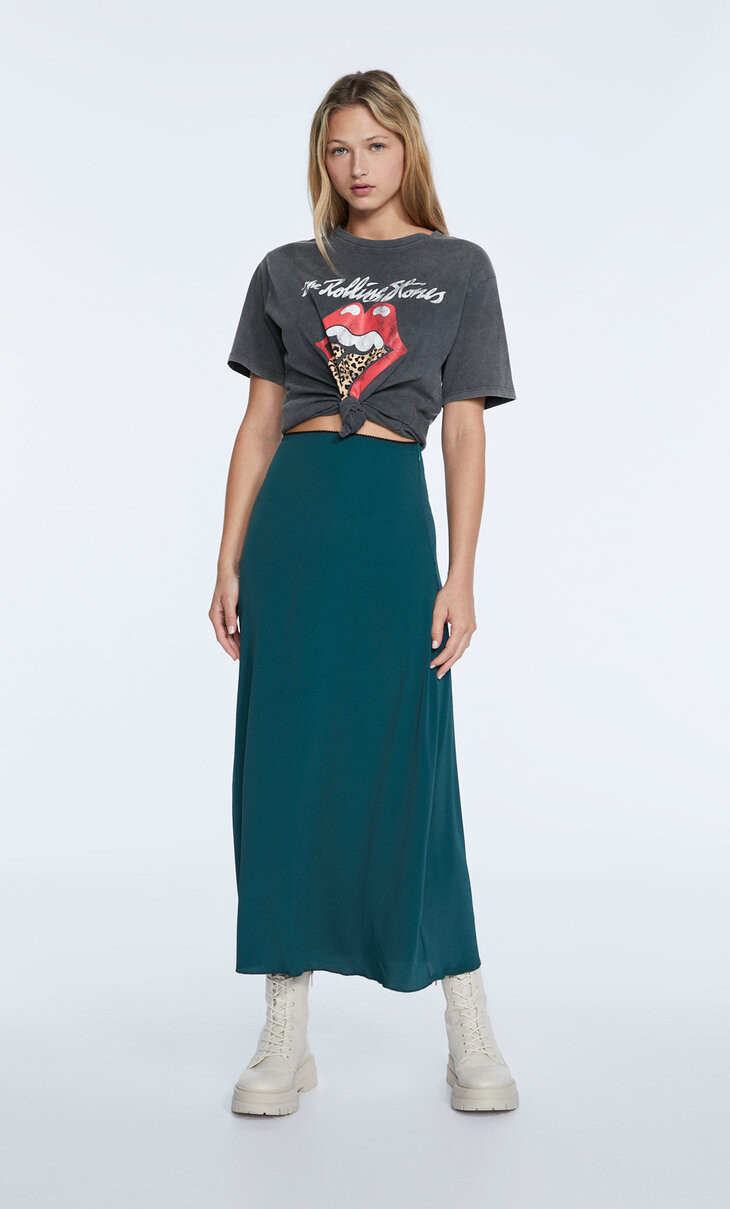 Flowing midi skirt | Stradivarius (UK)