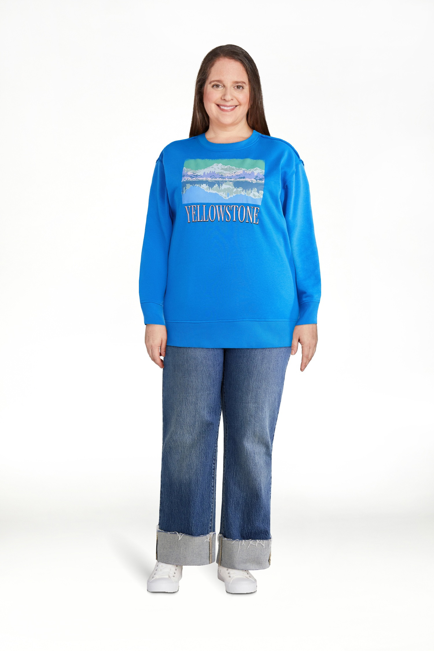 Terra & Sky Women's Plus Size Yellowstone Graphic Sweatshirt with Long Sleeves, Sizes 0X-4X | Walmart (US)