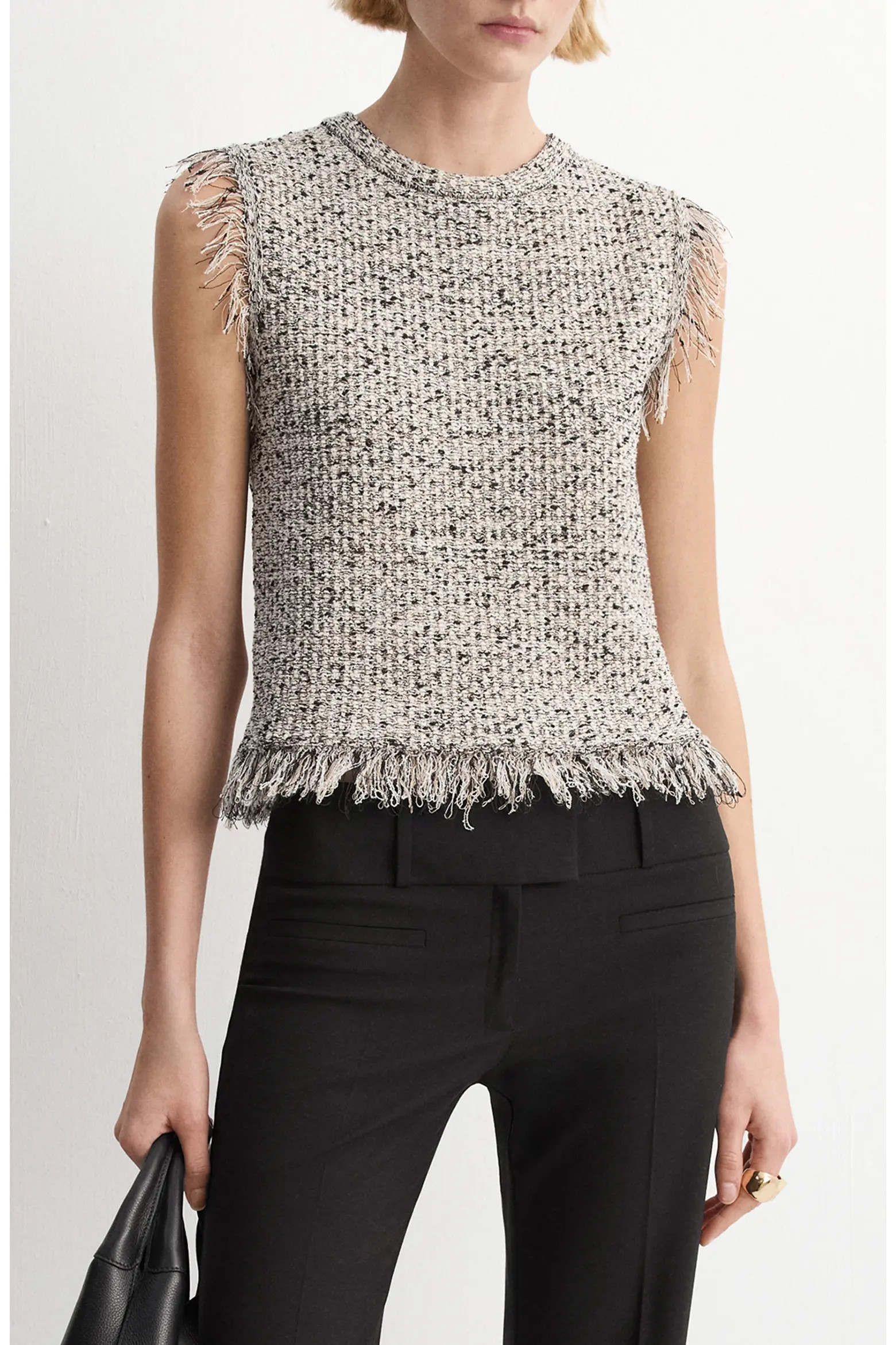 Sleeveless Fringe Trim Tweed Top (Women) | Nordstrom | Nordstrom