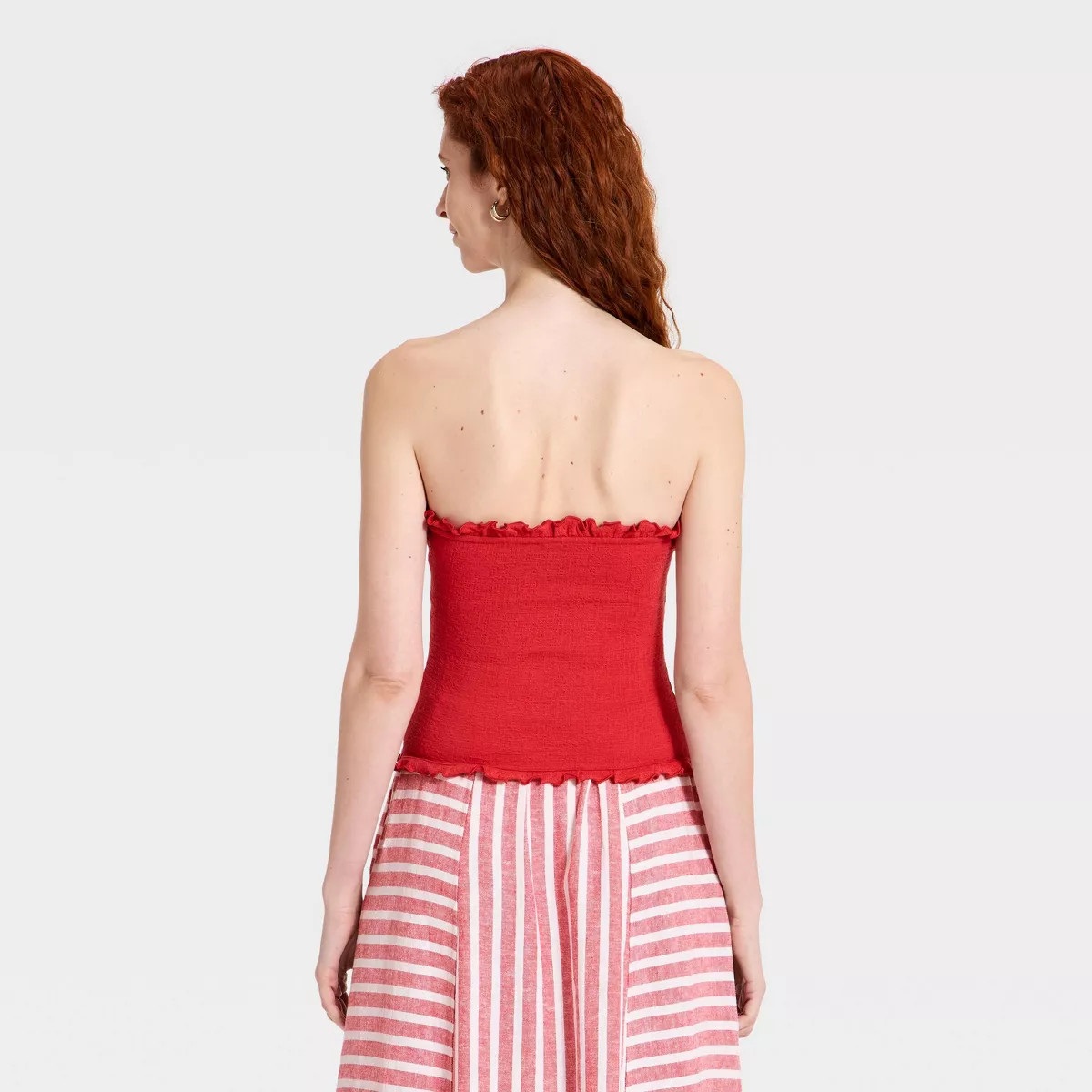 Women's Ruffle Edge Tube Top - Universal Thread\u2122 Red M | Target