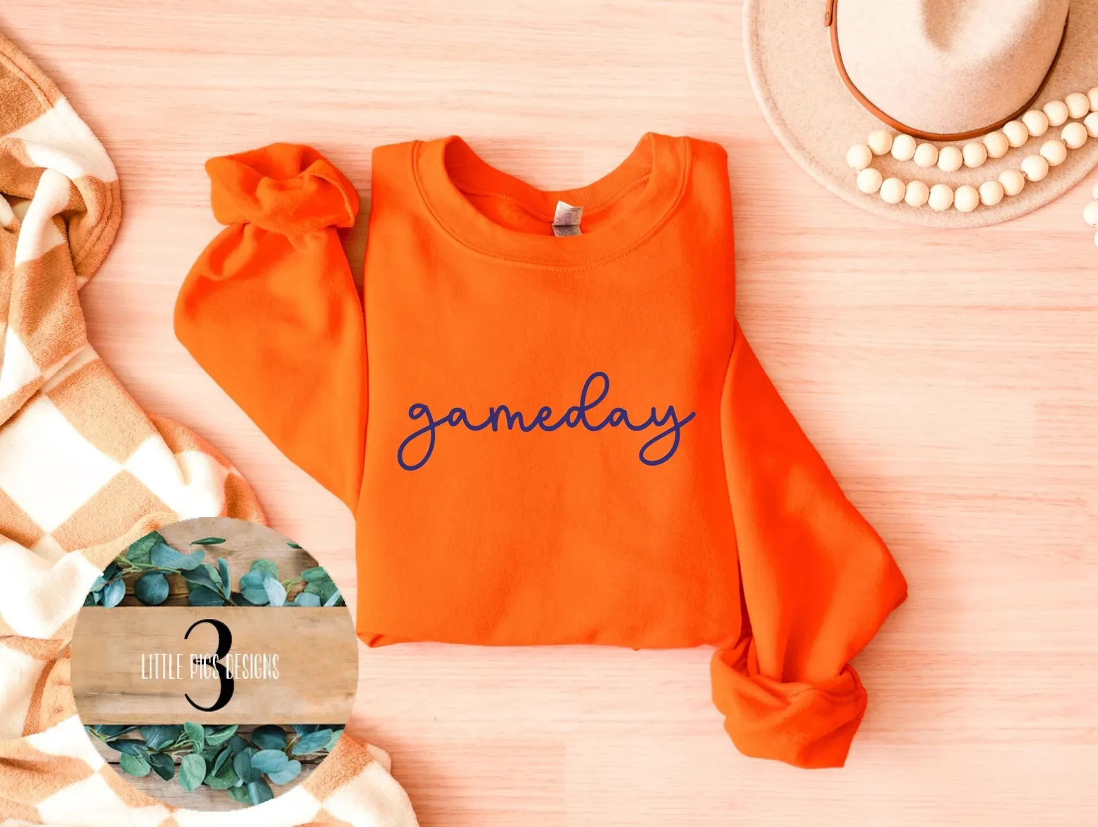 Orange Gameday Sweatshirt: Royal Blue Vinyl, Soft Cotton Blend - Etsy | Etsy (US)