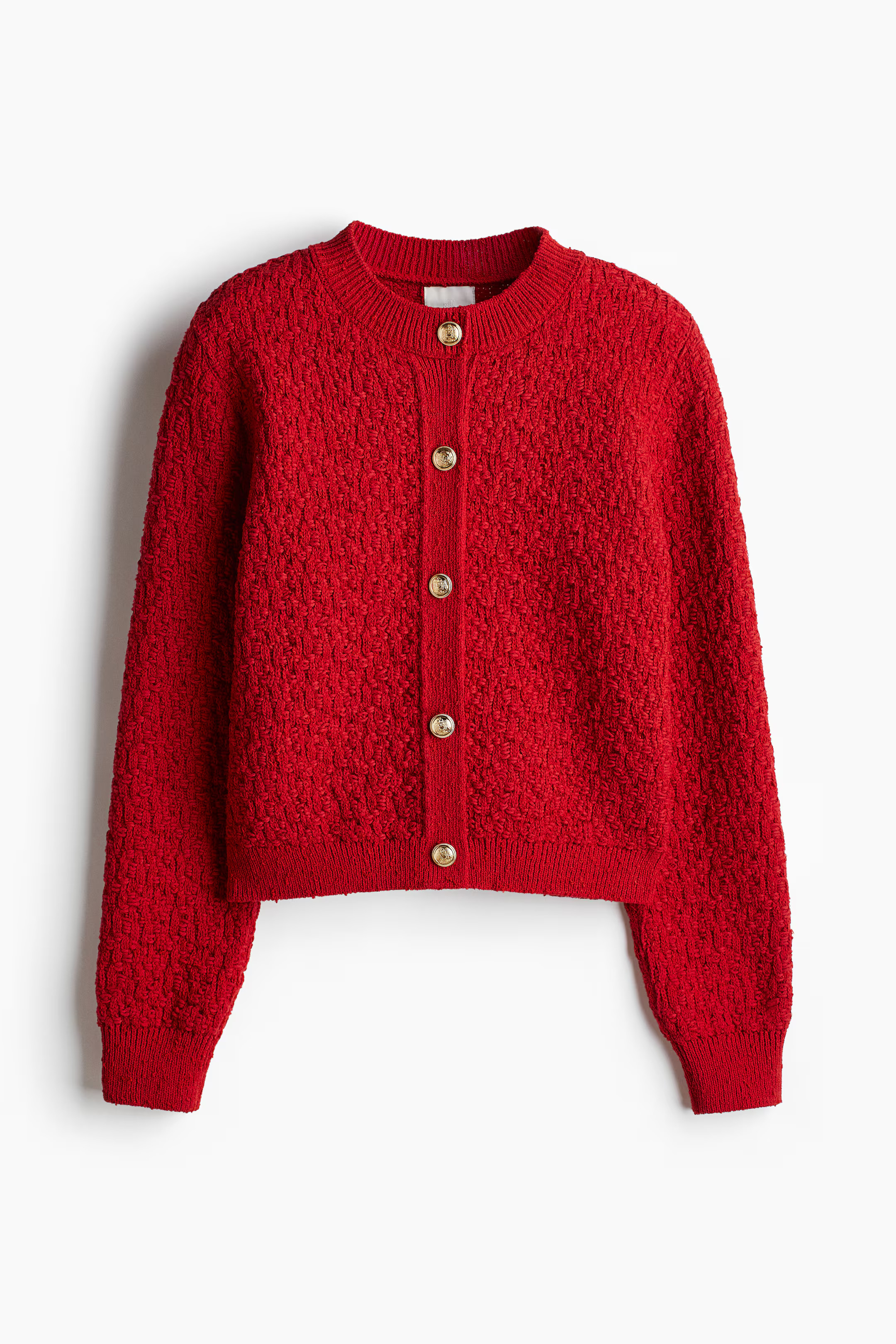 Textured-Knit Cardigan - Red - Ladies | H&M US | H&M (US + CA)