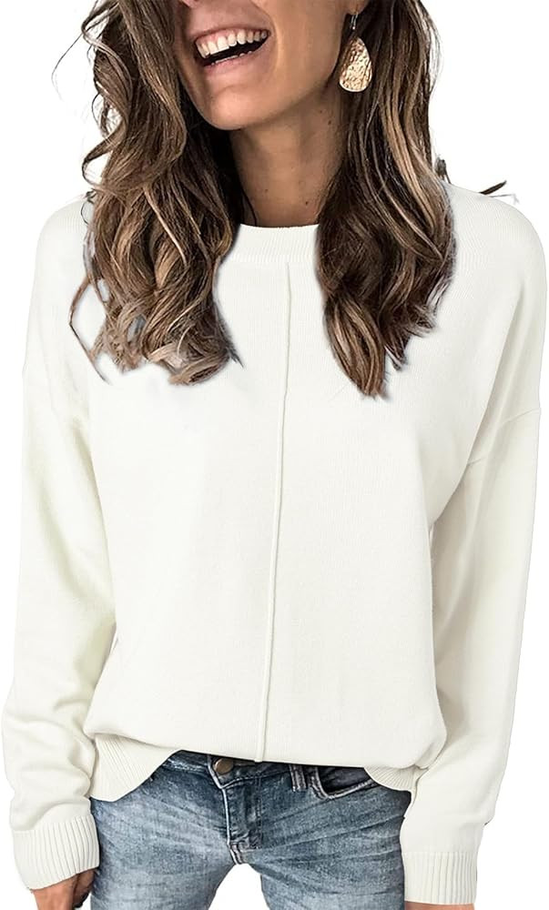 EVALESS Womens Fall Sweaters 2024 Fashion Crewneck Long Sleeve Pleated Knitted Casual Pullover To... | Amazon (US)