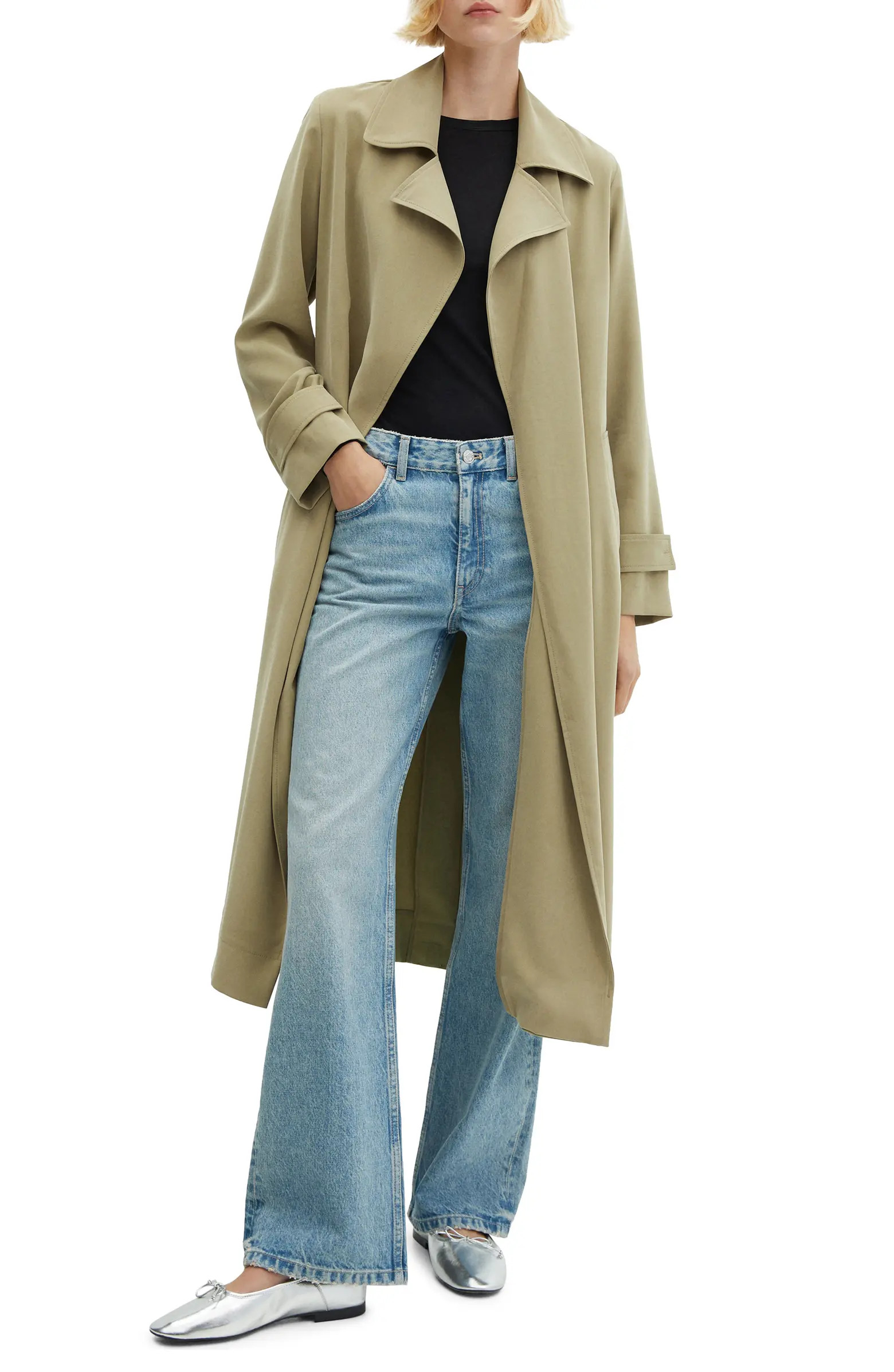 Water Repellent Flowy Lapel Trench Coat | Nordstrom