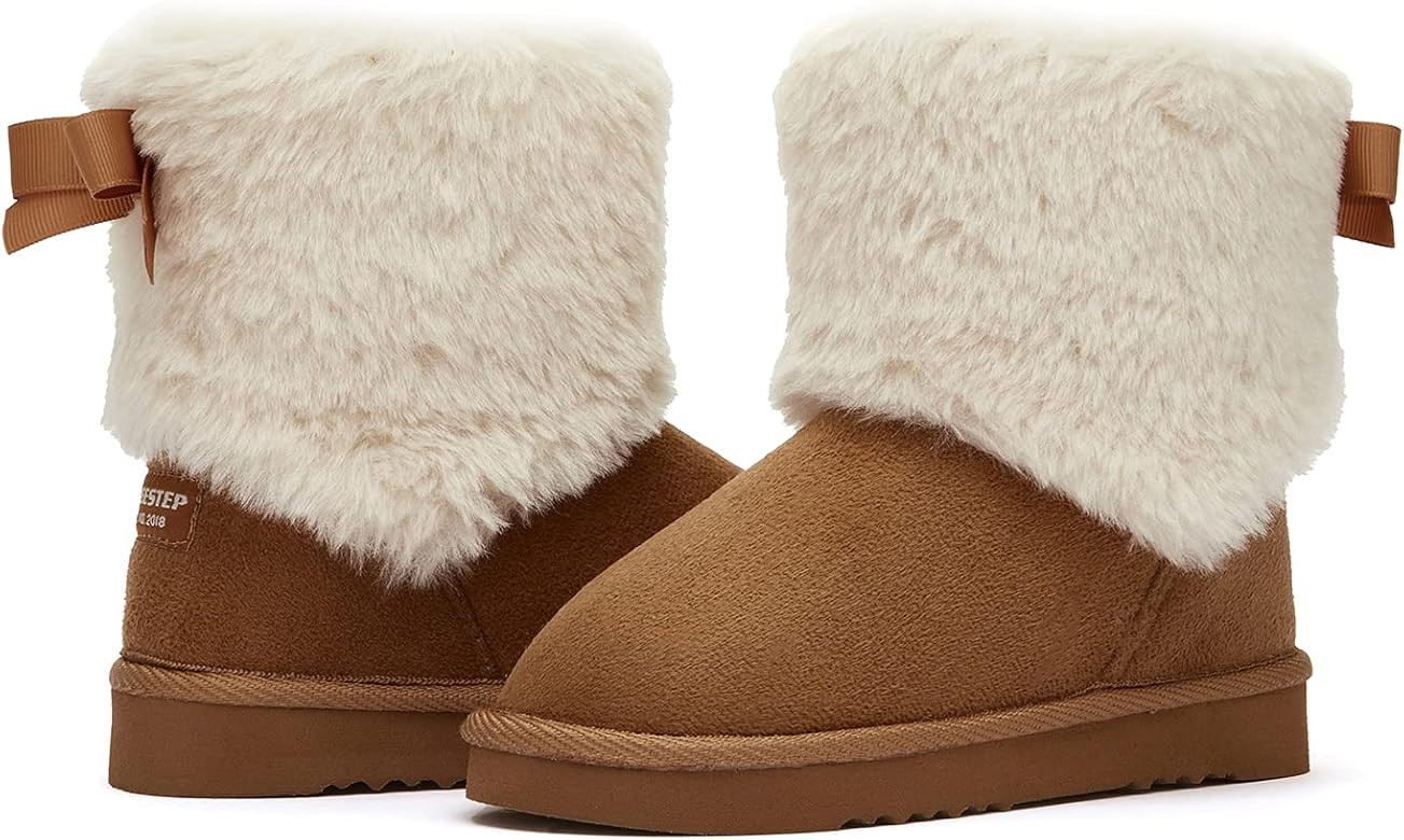 Weestep Girls Toddler Little Kid Warm Fur Winter Ankle Flat Snow Boot | Amazon (US)
