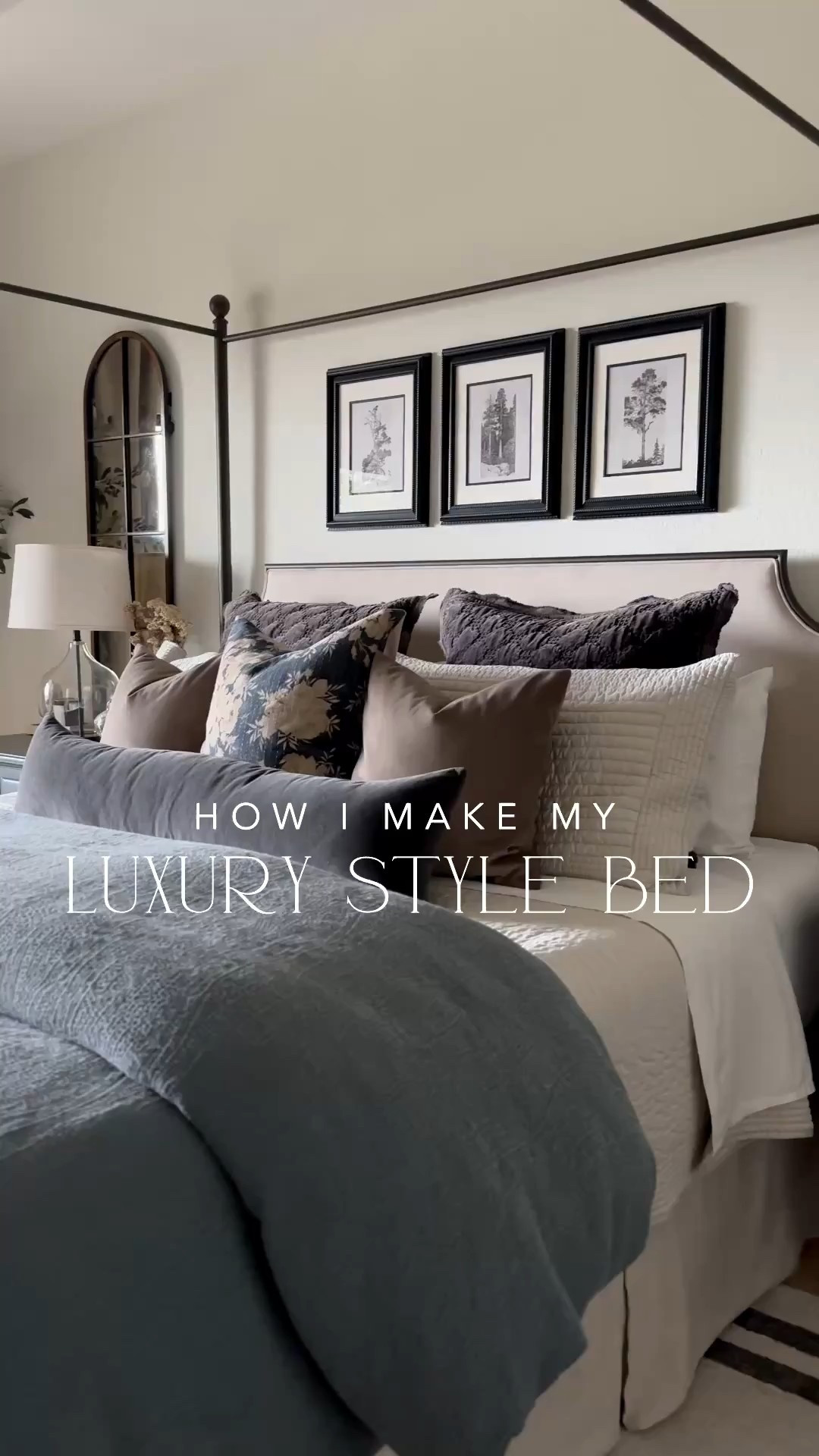 Resharing how I make my luxury style bed! This is by far my top selling post! Would recommend all this bedding time and time again. Details and colors below ⤵️

Sheets: Linking my top 3 all time favorites! The Quince sheets are amazing quality for the price!

Duvet Cover: Stormy Blue
Duvet Insert: Ultra Plush
Quilt: Frost Gray
Euro Shams: Gray (may be no longer available but the other blue color would look great!)
Throw Pillows: Taupe, 18”x18"
Lumbar Pillow: Slate, 12”x46"

#LTKFindsUnder100 #LTKFindsUnder50 #LTKHome