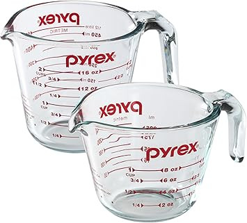 Pyrex Prepware 2-Piece Glass Measuring Set, 1 and 2-Cup, 2 Pack, Clear | Amazon (US)