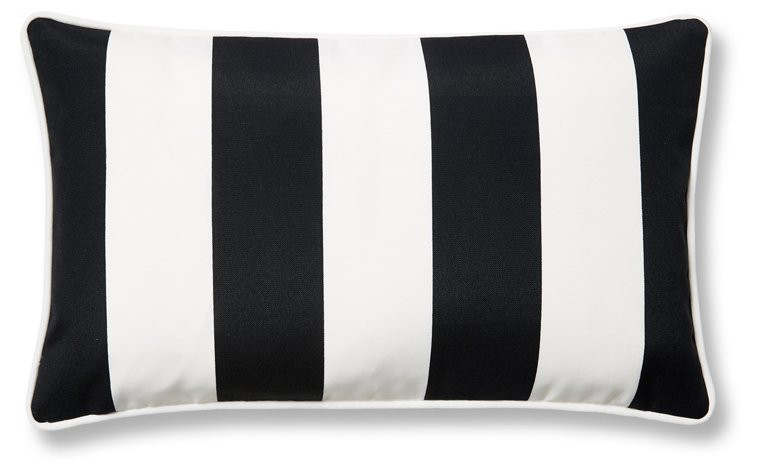 Cabana Stripe 12x20 Outdoor Lumbar Pillow, Black | One Kings Lane