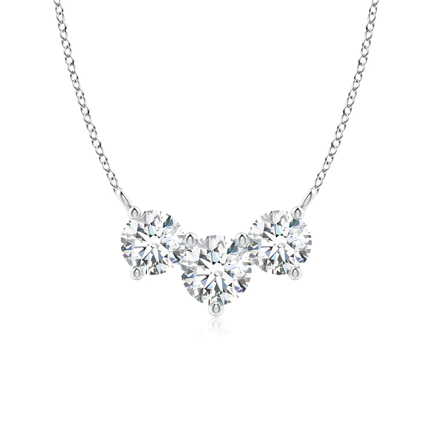 Lab-Grown Classic Trio Diamond Necklace in 14K White Gold (F-G, VS - 0.8CT. TW.) | Angara | Angara US