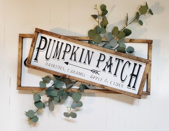 Pumpkin Patch Sign/ Fall Decor/ Wood Sign/ Farmhouse Style Sign/ Wood Framed Sign/Fall Sign | Etsy (US)
