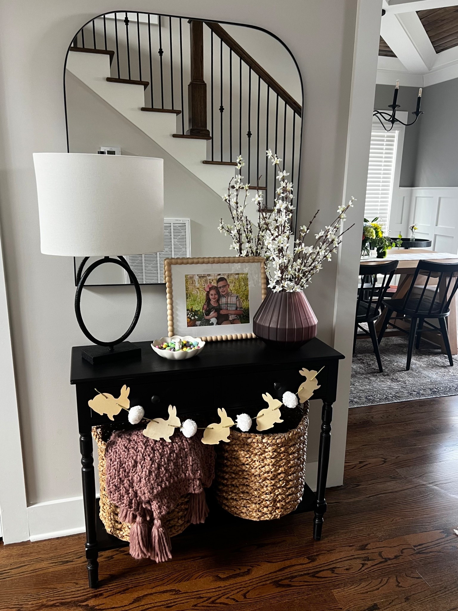 I love this view from our foyer to dinning room during the spring. This entry table has been so great here and loving styling with spring Easter decor. 
My favorite Turned Wood Threshold frames at Target are currently back in stock. 

#LTKSeasonal #LTKSaleAlert #LTKHome