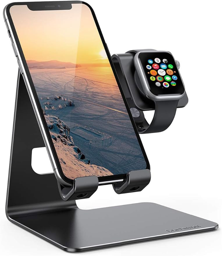 Stand for Apple Watch Phone Holder 2 in 1 : Lamicall Desktop Stand Holder Charging Station Dock C... | Amazon (US)