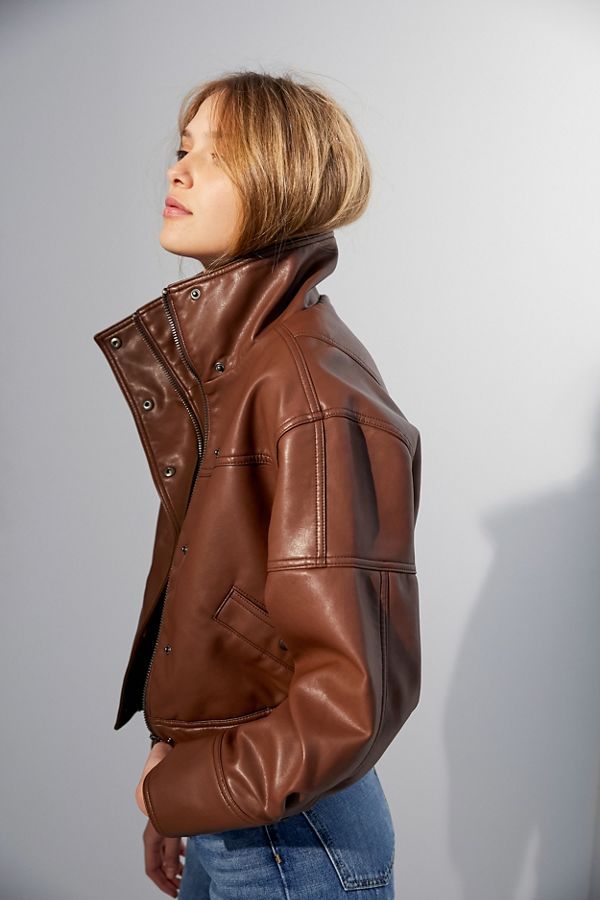 UO Faux Leather Bomber Jacket | Urban Outfitters (US and RoW)