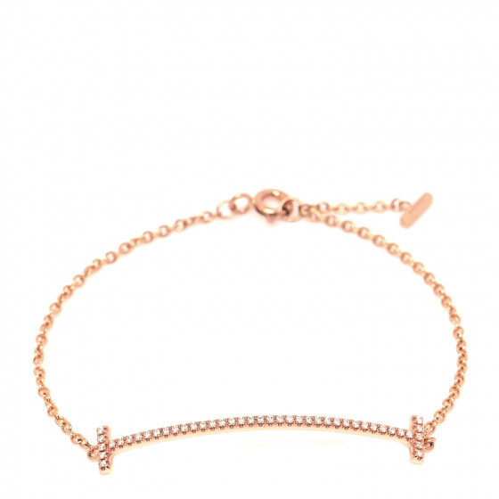TIFFANY 18K Rose Gold Diamond T Smile Bracelet | Fashionphile