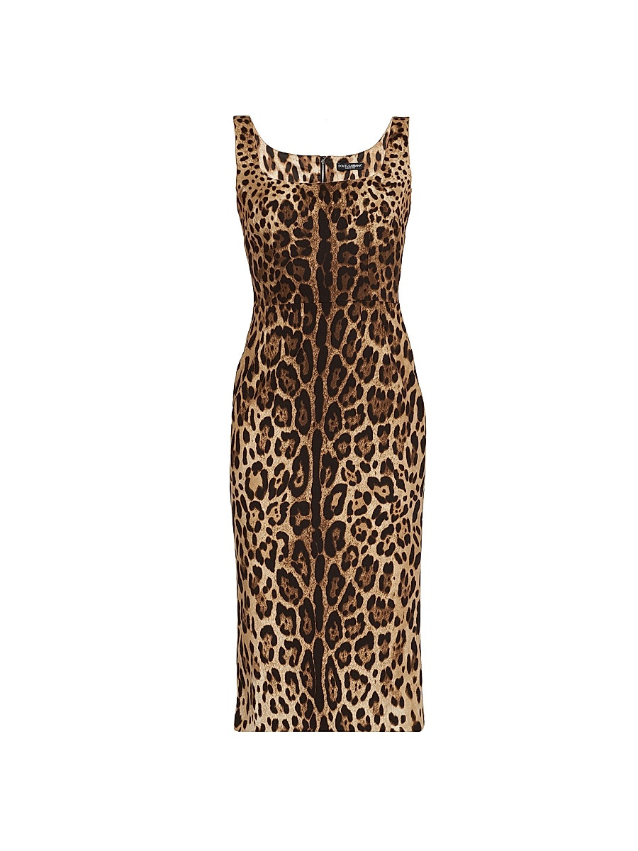 Women's Leopard-Print Stretch-Silk Midi-Dress - Leo New - Size 0 | Saks Fifth Avenue