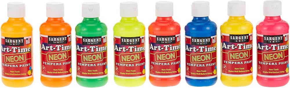 Sargent Art Neon Tempera Paint 8 Ounce, 8 Fl Oz (Pack of 8), 8 Flip Cap Bottles 8 Count | Amazon (US)
