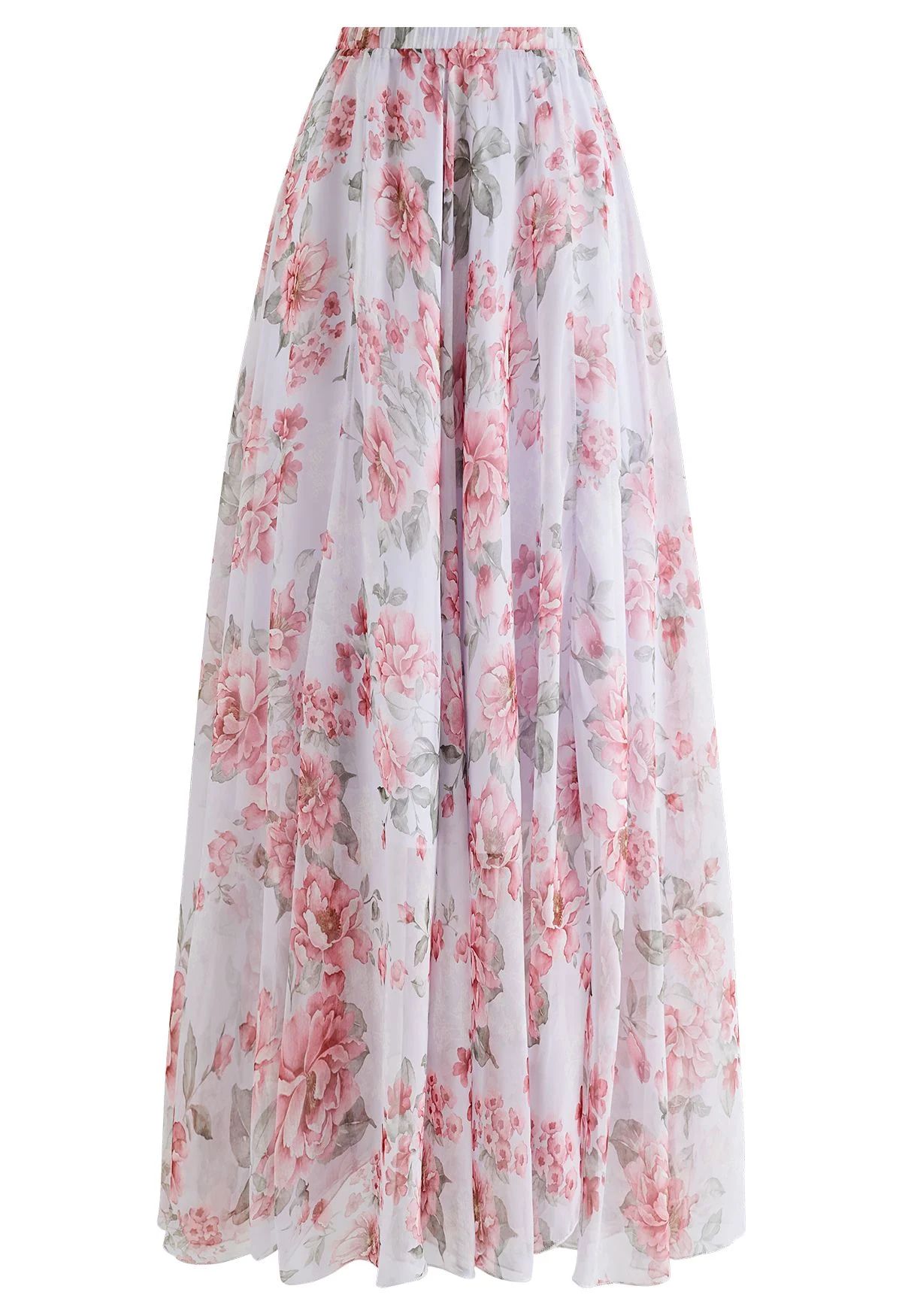 Serene Balmy Bloom Chiffon Maxi Skirt | Chicwish