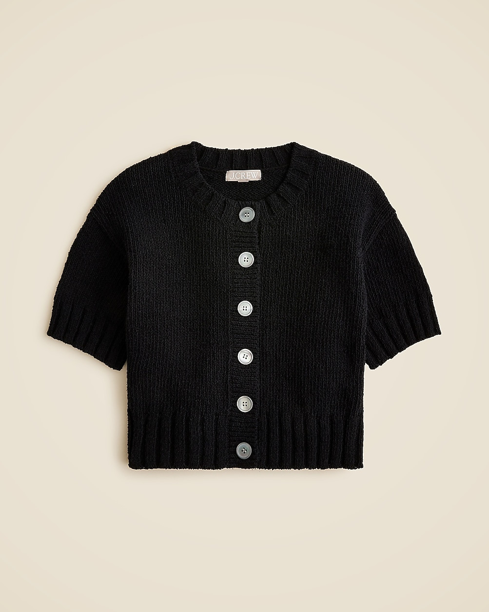 Marina crewneck cardigan in textured cotton blend | J. Crew US