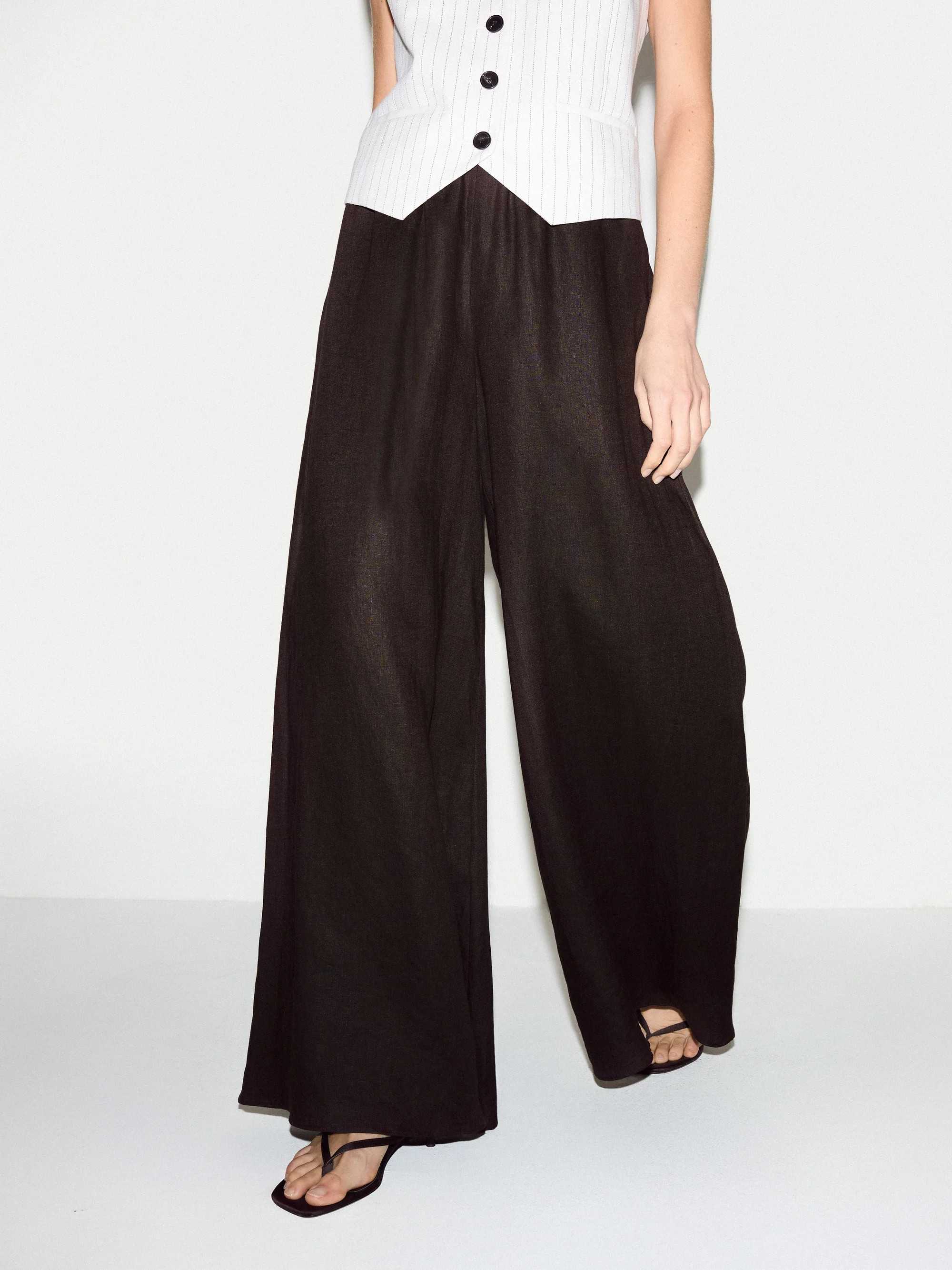 Linen Wide Leg Palazzo | Brown | Jigsaw (UK)