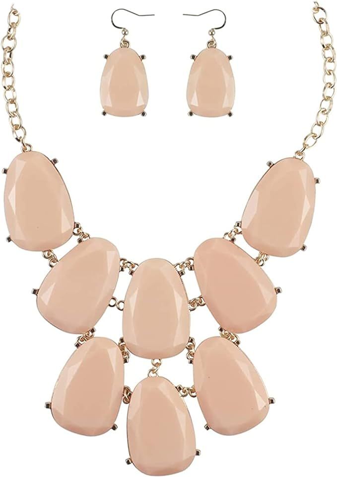 Firstmeet Chunky Bubble Statement Collar Necklace with Earrings for Women | Amazon (US)
