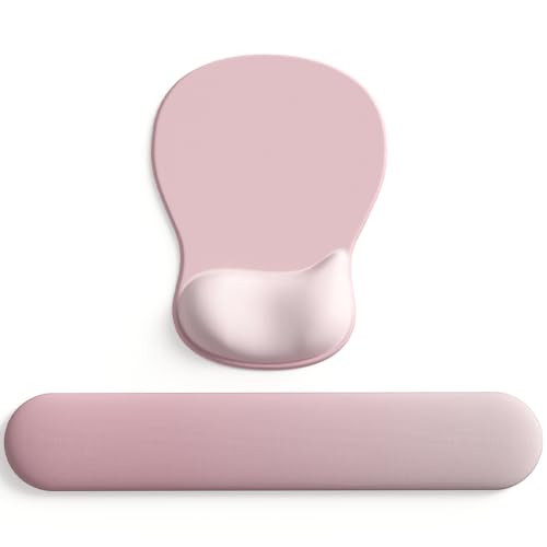 ErgoComfort Gel Wrist Rest Mouse Pad-Ergonomic Office Mousepad with Wrist Support-Non-Slip, Design Desk Accessories Mat for Home&Game Decor (09PinkSerenity Set) | Amazon (US)
