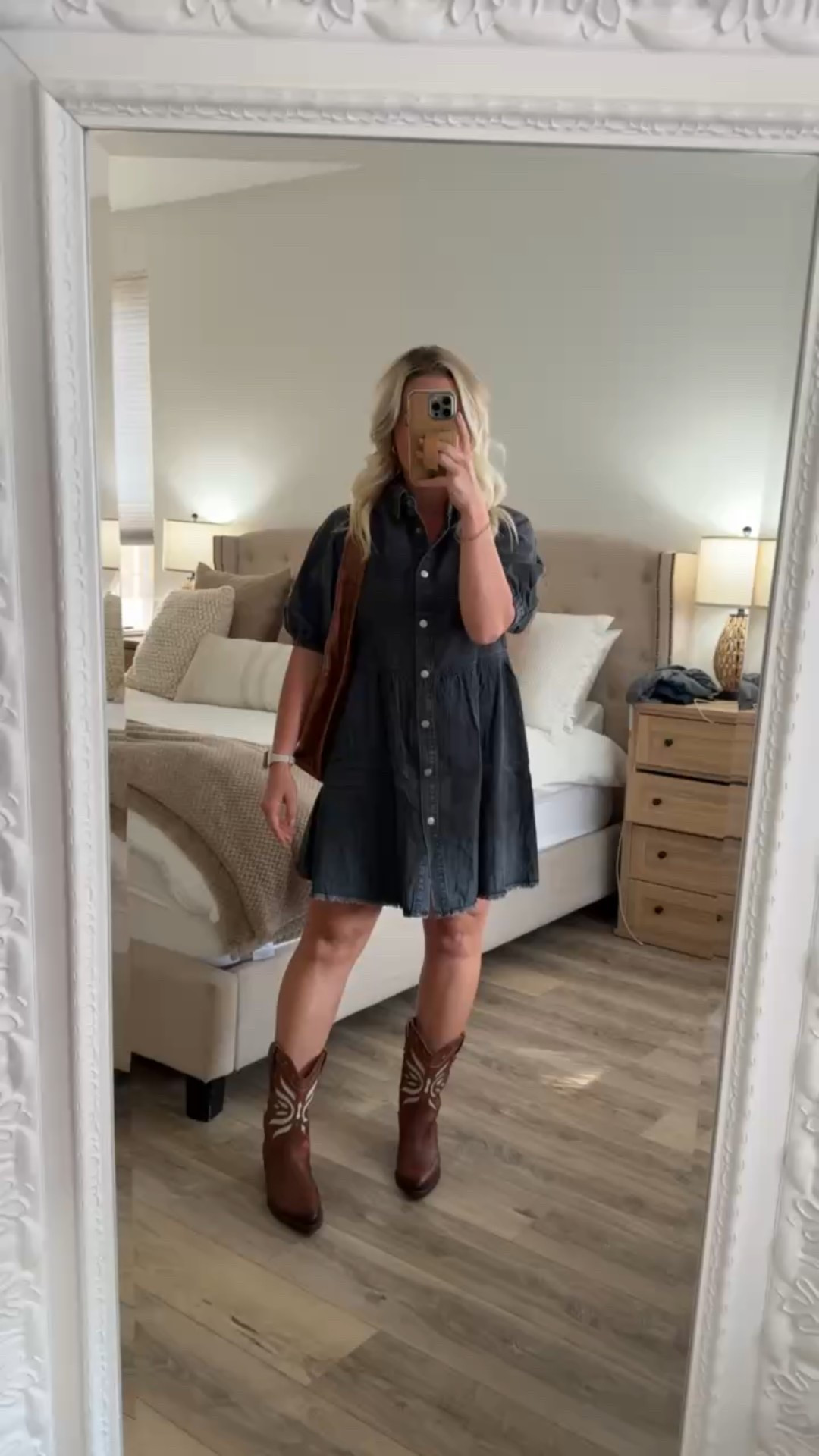 This fall dress and cowboy boots combo is my go-to for transitional weather! The dress is light enough for warmer afternoons but perfect with a cardigan when it cools down. I love how the boots add that perfect edge while still being comfortable for all-day wear. This outfit works for everything from brunch to school events to date night!

#FallStyle #CowboyBoots #TransitionalDressing #LTKSeasonal #OOTD #LTKStyleTip

#LTKmomlife #LTKootd