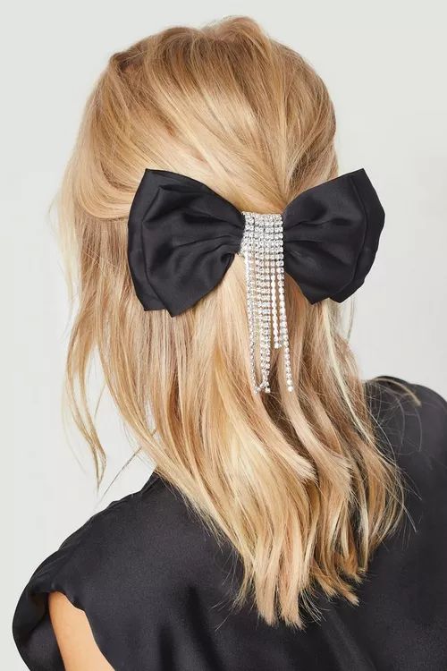 Black Bow Diamante Tassel Detail | Boohoo.com (US & CA)