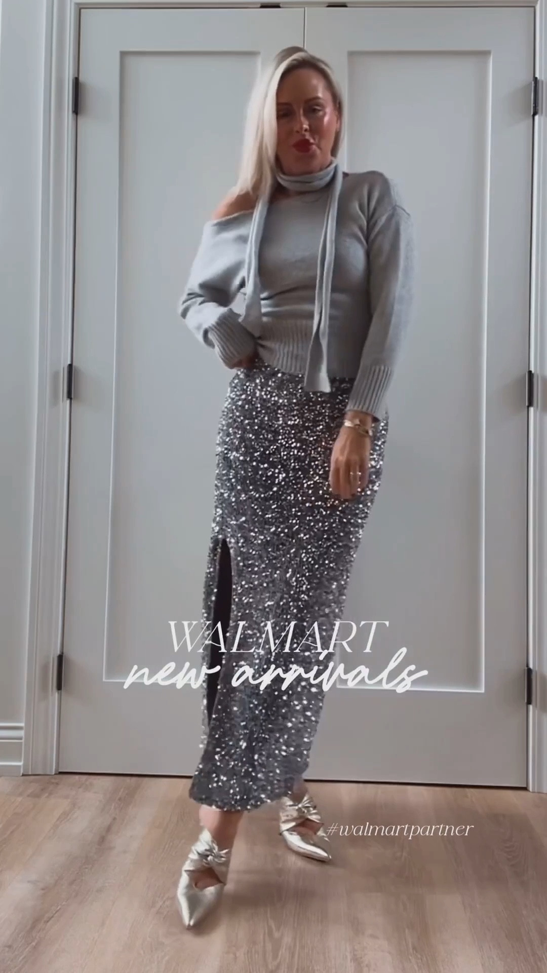 Obsessed with these new @walmartstyle finds! Are you kidding me?! So good! ❄️✨I feature all 3 pairs of denim! All tts! Get whatever is in stock! Skirt is medium, sweaters are medium.

#LTKootd #LTKHoliday #LTKFindsUnder50