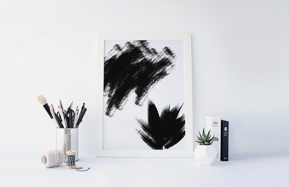 PRINTABLE Art Black and White Abstract Minimal Abstract Painting Modern Wall Art Modern Poster Minim | Etsy (US)